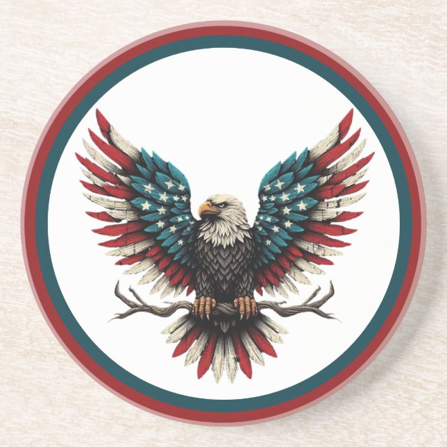 Dessous De Verre En Grès Aigle rustique patriotique américain/américain cha (Devant)