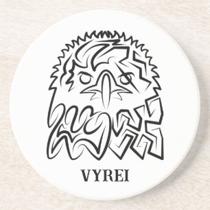 Dessous De Verre En Grès Aigle tribale noire et blanche