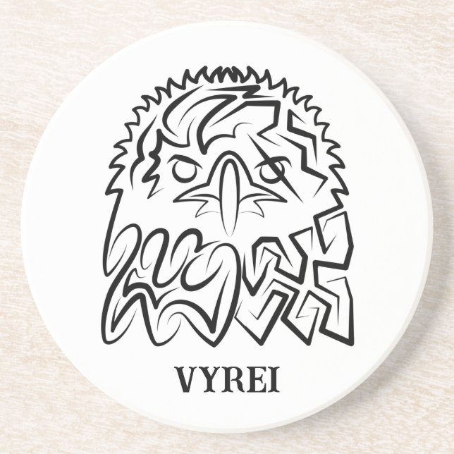 Dessous De Verre En Grès Aigle tribale noire et blanche (Devant)