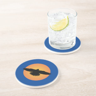 Dessous De Verre En Grès Aigle volant devant le soleil