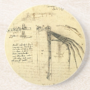Dessous De Verre En Grès Aile sur la machine volante croquis par Leonardo d