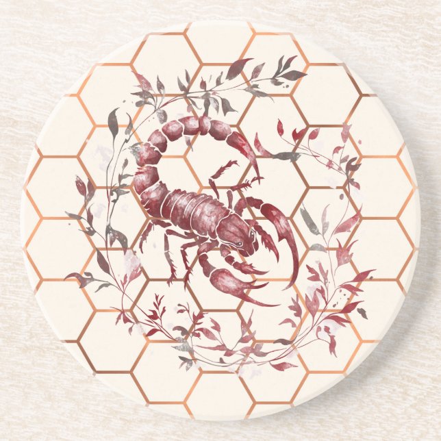 Dessous De Verre En Grès Aimant Scorpion Élégant (Devant)