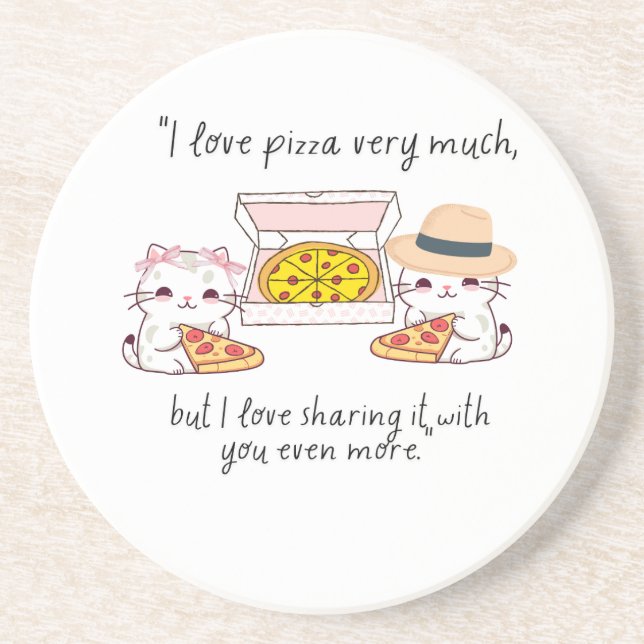 DESSOUS DE VERRE EN GRÈS AIME BEAUCOUP LA PIZZA, LES CHATS (Devant)