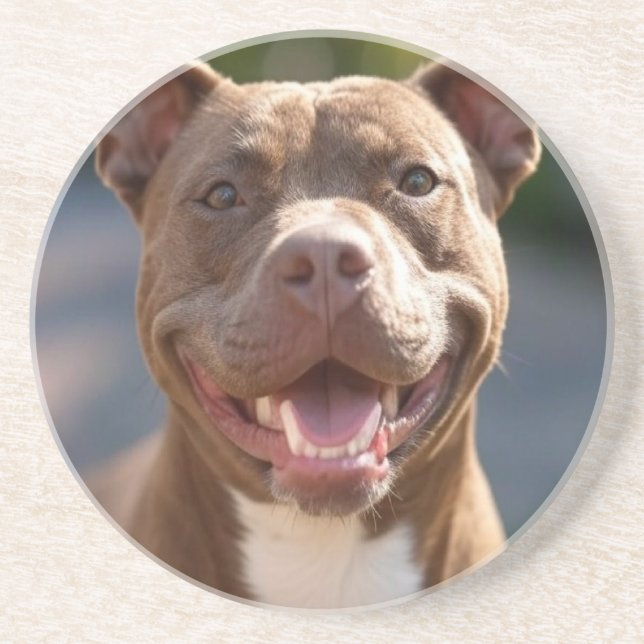 Dessous De Verre En Grès Ajouter une Personnaliser photo Pit Bull (Devant)