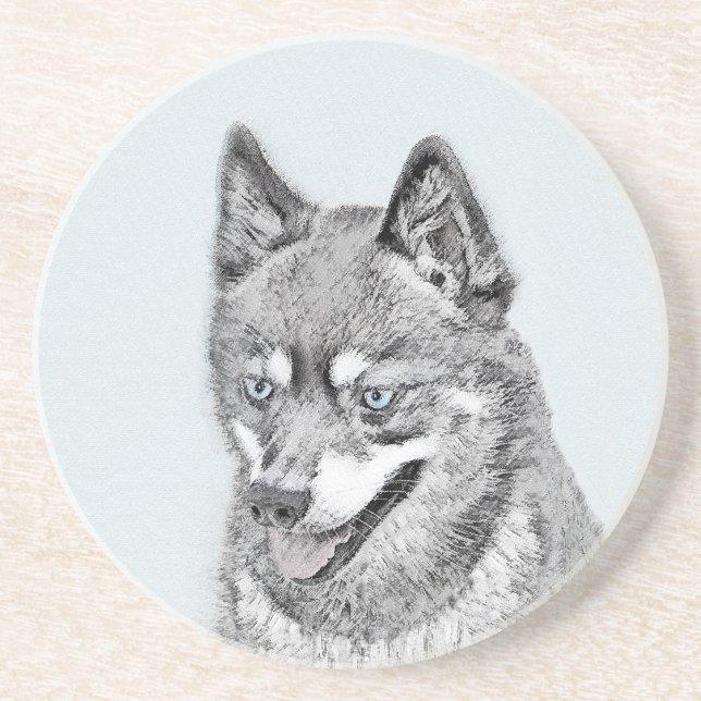 Dessous De Verre En Grès Alaskan Klee Kai Peinture - Cute Original Chien Ar (Devant)