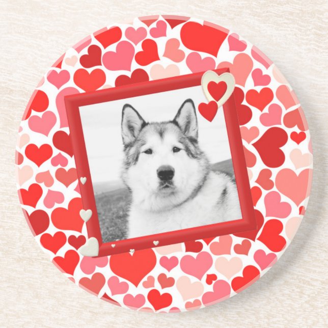 Dessous De Verre En Grès Alaskan Malamute Chien Valentines Coeur (Devant)