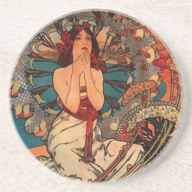 Dessous De Verre En Grès Alfons Mucha Monaco Monte Carlo (Devant)