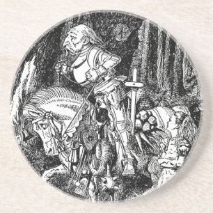 Dessous De Verre En Grès Alice au Pays des Merveilles Chevalier Blanc à Che