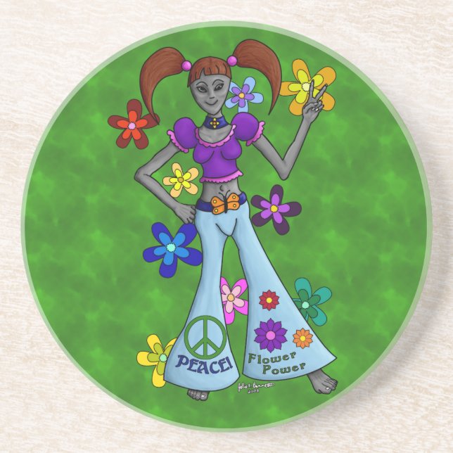 Dessous De Verre En Grès Alien Hippy (Devant)