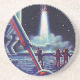 Dessous De Verre En Grès Aliens de la science-fiction vintage saluent la fu