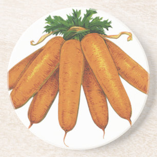 Dessous De Verre En Grès Aliments anciens, bouquet de carottes biologiques