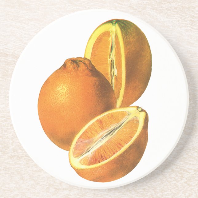 Dessous De Verre En Grès Aliments Anciens, Oranges Fraîches Biologiques Sai (Devant)