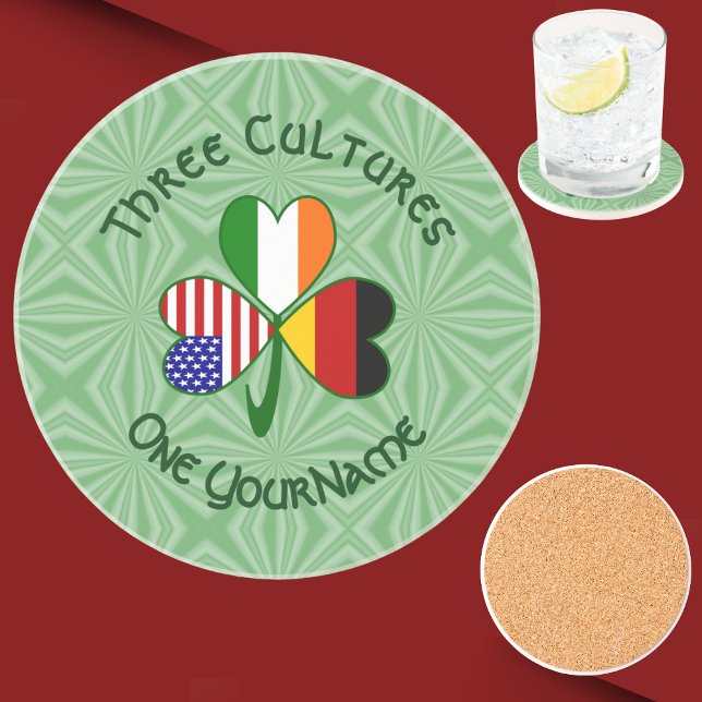 Dessous De Verre En Grès Allemand Irlandais Shamrock américain drapeaux Per (Créateur téléchargé)