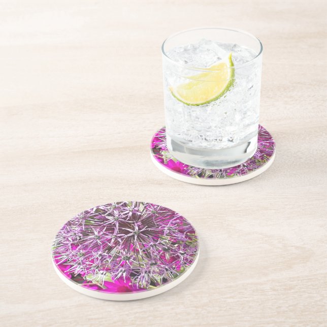 Dessous De Verre En Grès Allium & Fleurs d'été Dessous de verre de grès (Côté)