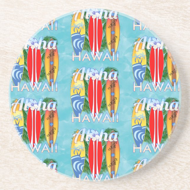 Dessous De Verre En Grès Aloha Hawaii Surf Summer (Devant)