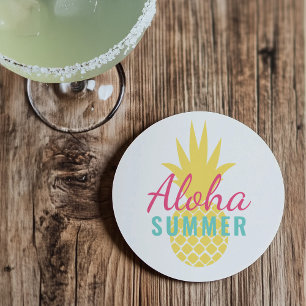Dessous De Verre En Grès Aloha Summer Tropical Yellow Pineapple