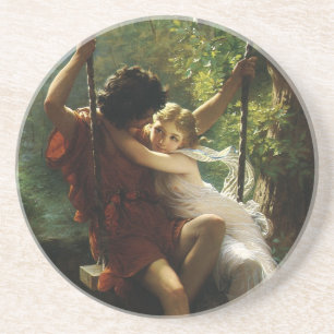 Dessous De Verre En Grès Amants sur une balançoire. Le Printemps de Pierre 
