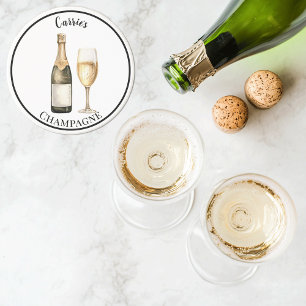 Dessous De Verre En Grès Amateur de Prosecco Champagne Nom Pierre