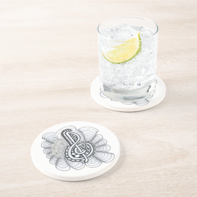 Dessous De Verre En Grès Amateurs de musique Treble Clef Design (Côté)