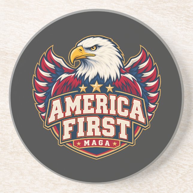 Dessous De Verre En Grès America First Varsity Eagle Coaster en grès (Devant)