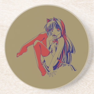 Dessous De Verre En Grès Américain Neko Catgirl Furry Anime Loli Slave