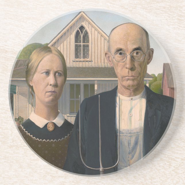 Dessous De Verre En Grès American Gothic : Vie rurale pauvre paysan (Devant)