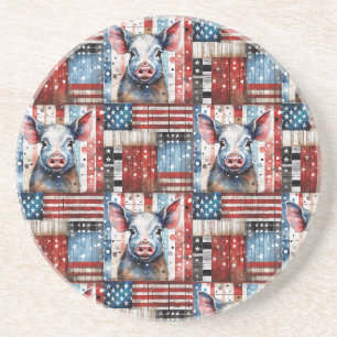 Dessous De Verre En Grès American Pig Farm art populaire