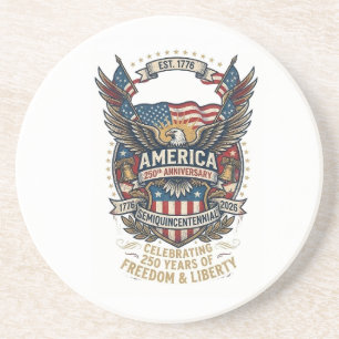 Dessous De Verre En Grès Amérique 250e Americana 1776 Aigle de la Liberté É