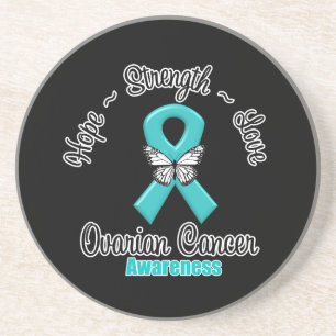 Dessous De Verre En Grès Amour de force d'espoir de Cancer ovarien
