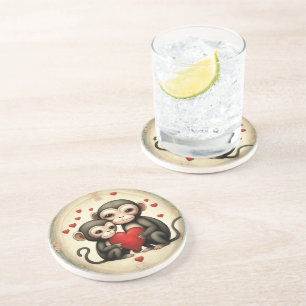 Dessous De Verre En Grès Amour de singe