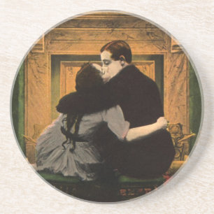 Dessous De Verre En Grès Amour et romance vintage, baiser de cheminée roman