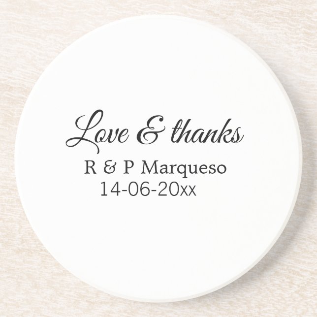 Dessous De Verre En Grès Amour & merci ajouter nom du couple mariage ajoute (Devant)