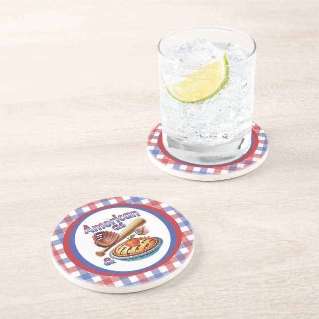 Dessous De Verre En Grès Amusant américain comme Baseball & Pomme Pie (Côté)