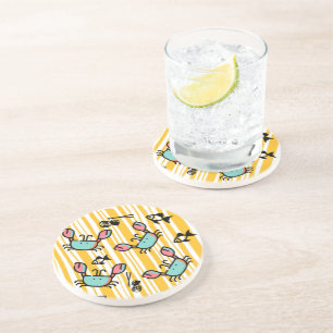 Dessous De Verre En Grès Amusant crabe de mer poisson