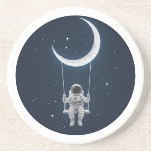 Dessous De Verre En Grès Amusement dans l'espace - Un astronaute se balade 