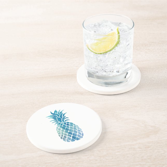 Dessous De Verre En Grès ananas bleu (Côté)