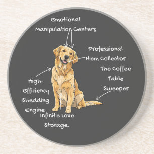 Dessous De Verre En Grès Anatomie d'un Golden Retriever - Maman/Papa de chi