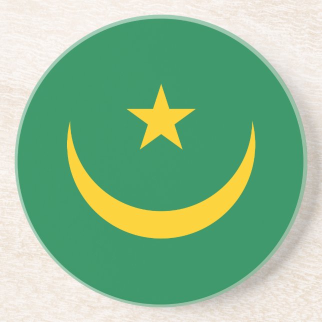 Dessous De Verre En Grès Ancien drapeau de la Mauritanie (Devant)