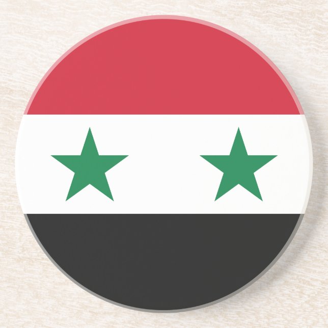 Dessous De Verre En Grès Ancien drapeau de Syrie (Devant)