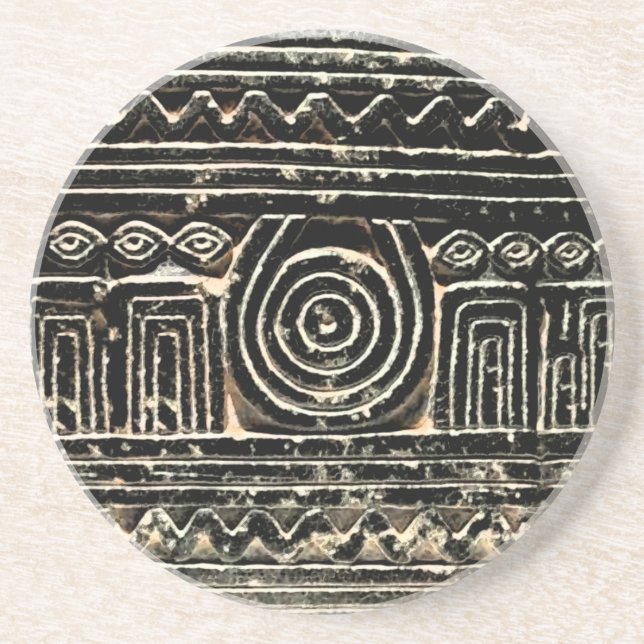 Dessous De Verre En Grès Ancien Motif mésopotamien sumérien (Devant)