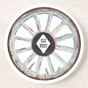 Dessous De Verre En Grès Ancienne roue Western Wagon