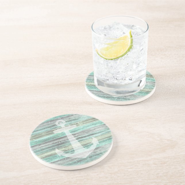 Dessous De Verre En Grès Ancre de déco côtière rustique (Côté)