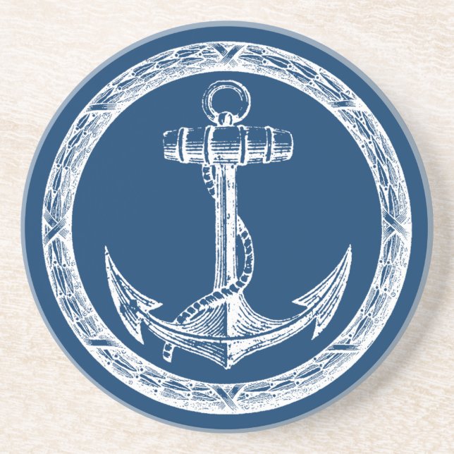 Dessous De Verre En Grès Ancre et guirlande (Devant)