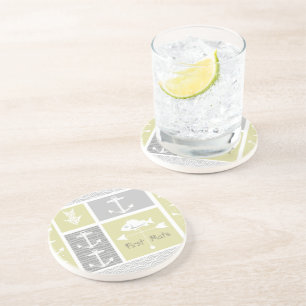 Dessous De Verre En Grès Ancre marine jaune et gris Vane météorologique