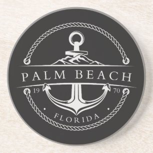 Dessous De Verre En Grès Ancre nautique Palm Beach Floride 1970