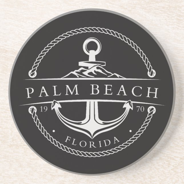 Dessous De Verre En Grès Ancre nautique Palm Beach Floride 1970 (Devant)
