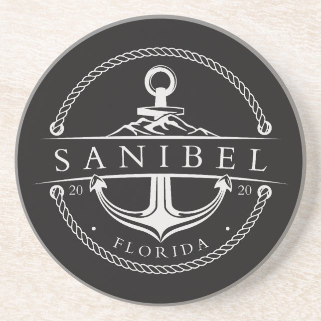 Dessous De Verre En Grès Ancre nautique Sanibel Floride 2020 (Devant)