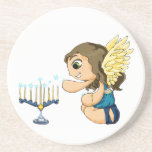 Dessous De Verre En Grès Ange de Menorah<br><div class="desc">Illustrations originales par Thedustyphoenix.</div>