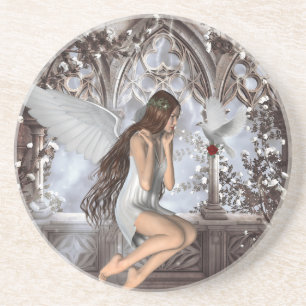 Dessous De Verre En Grès Angel et sa colombe
