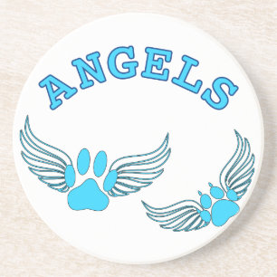 Dessous De Verre En Grès Angel Pet Paws In Blue
